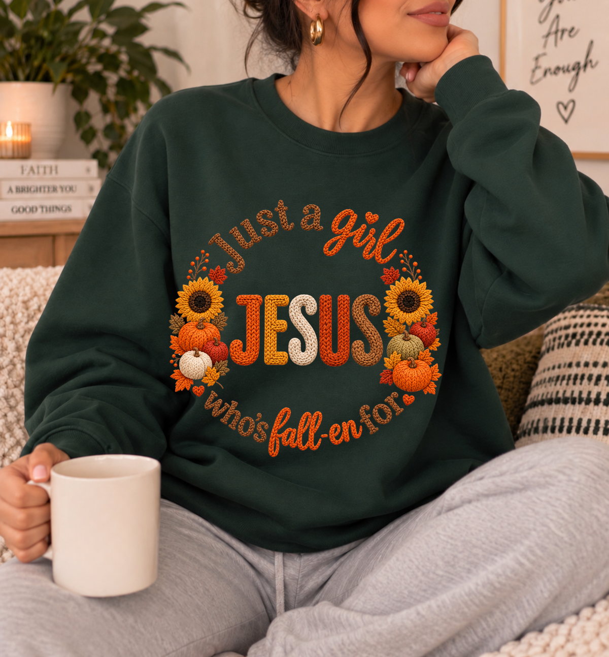 Just a Girl Who's Fall-en for Jesus Sweatshirt | Autumn Sunflowers Christian