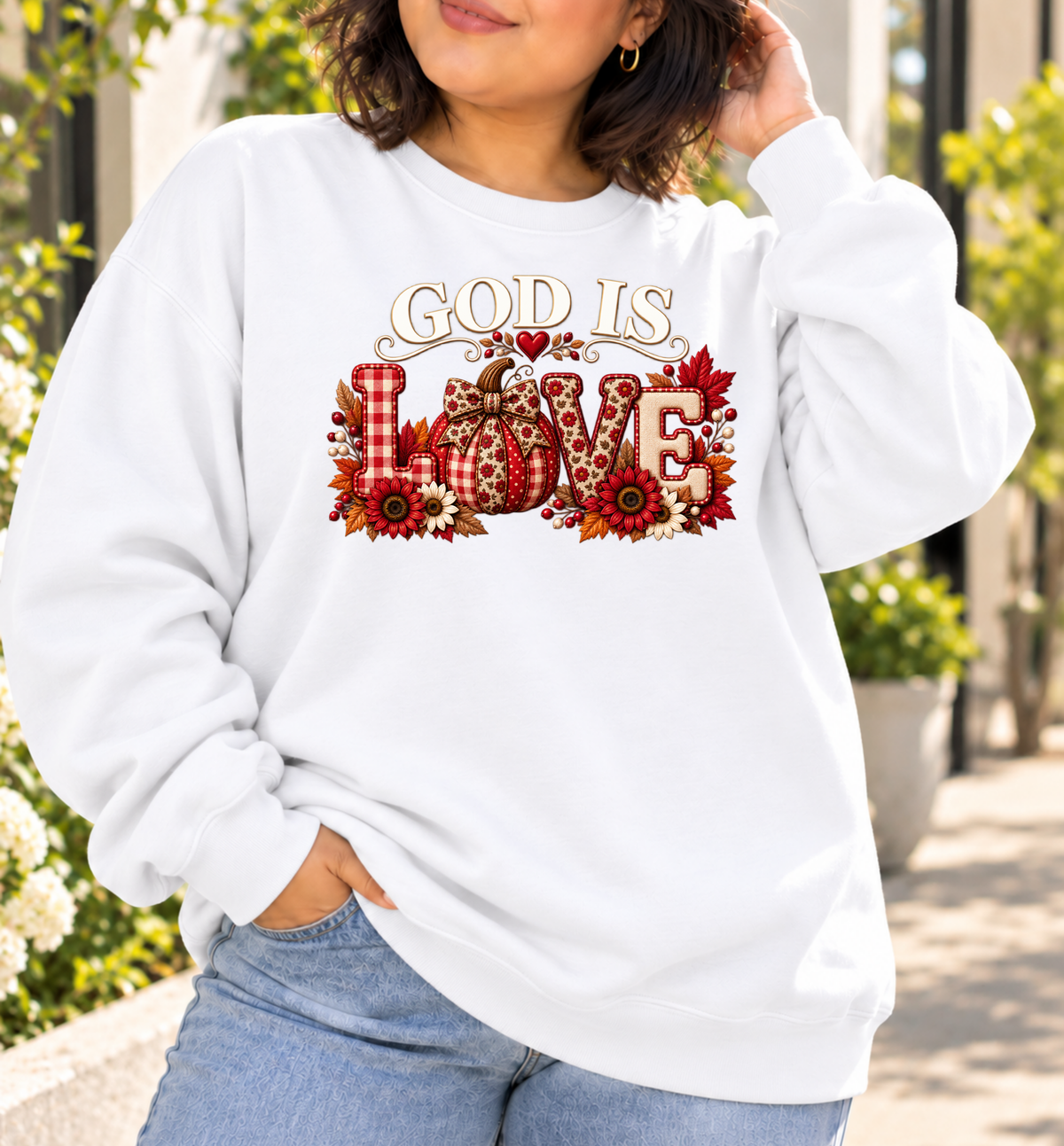 God Is Love Christian Fall Crewneck Sweatshirt