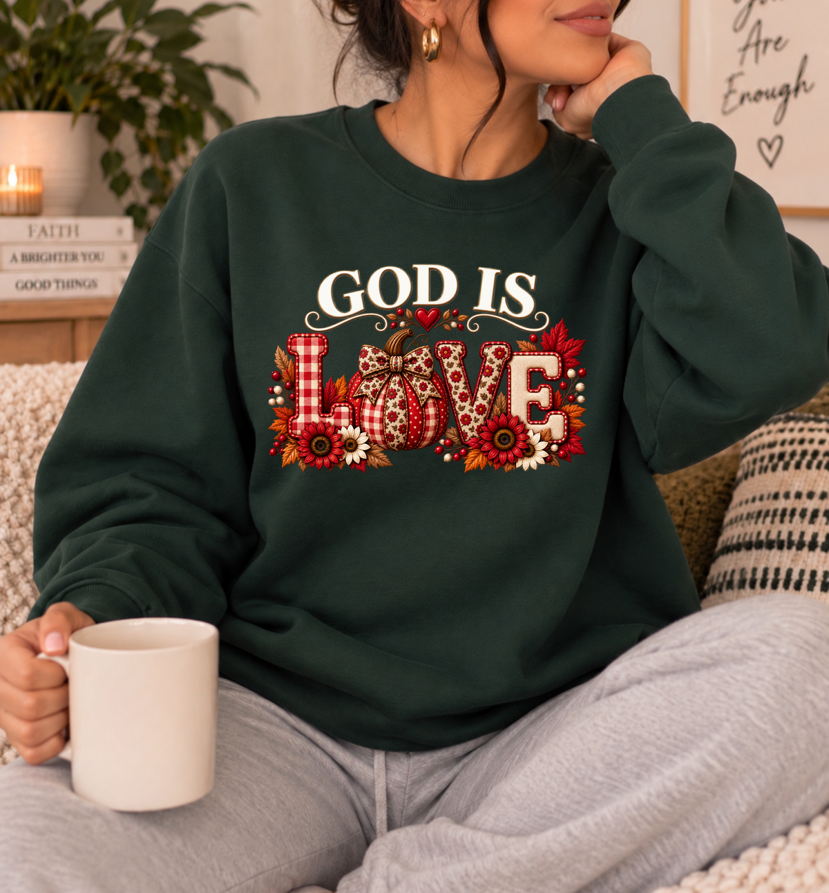 God Is Love Christian Fall Crewneck Sweatshirt