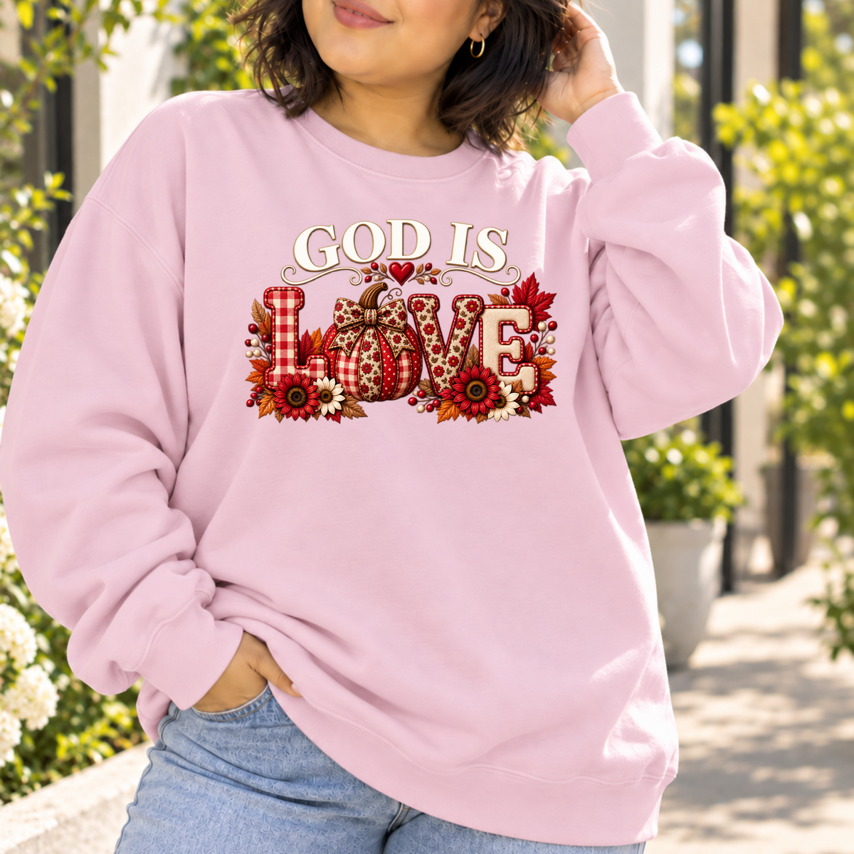 God Is Love Christian Fall Crewneck Sweatshirt