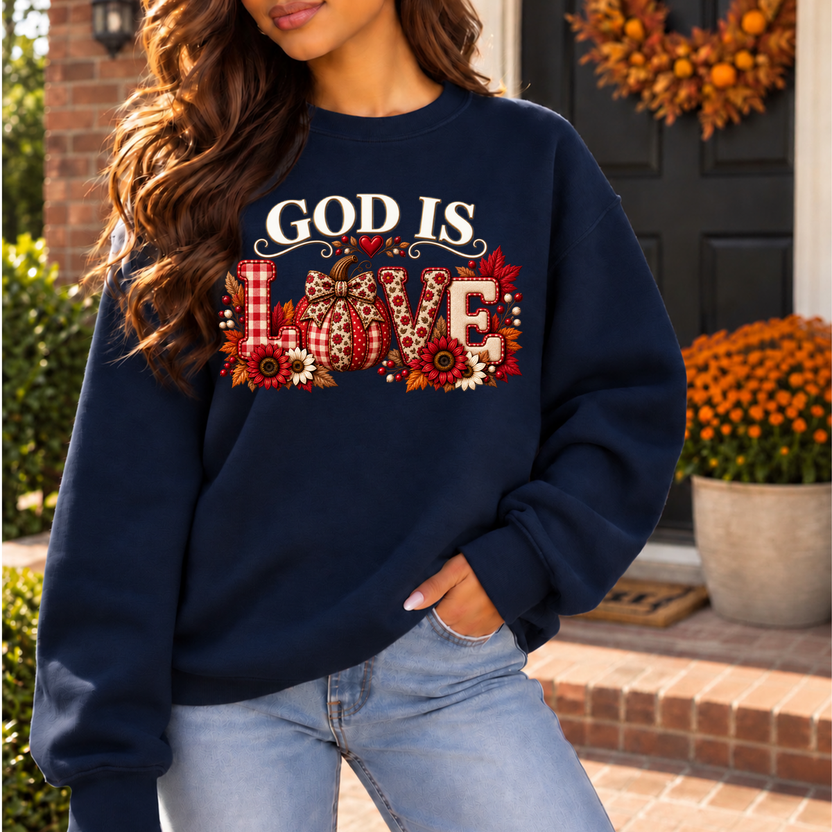 God Is Love Christian Fall Crewneck Sweatshirt