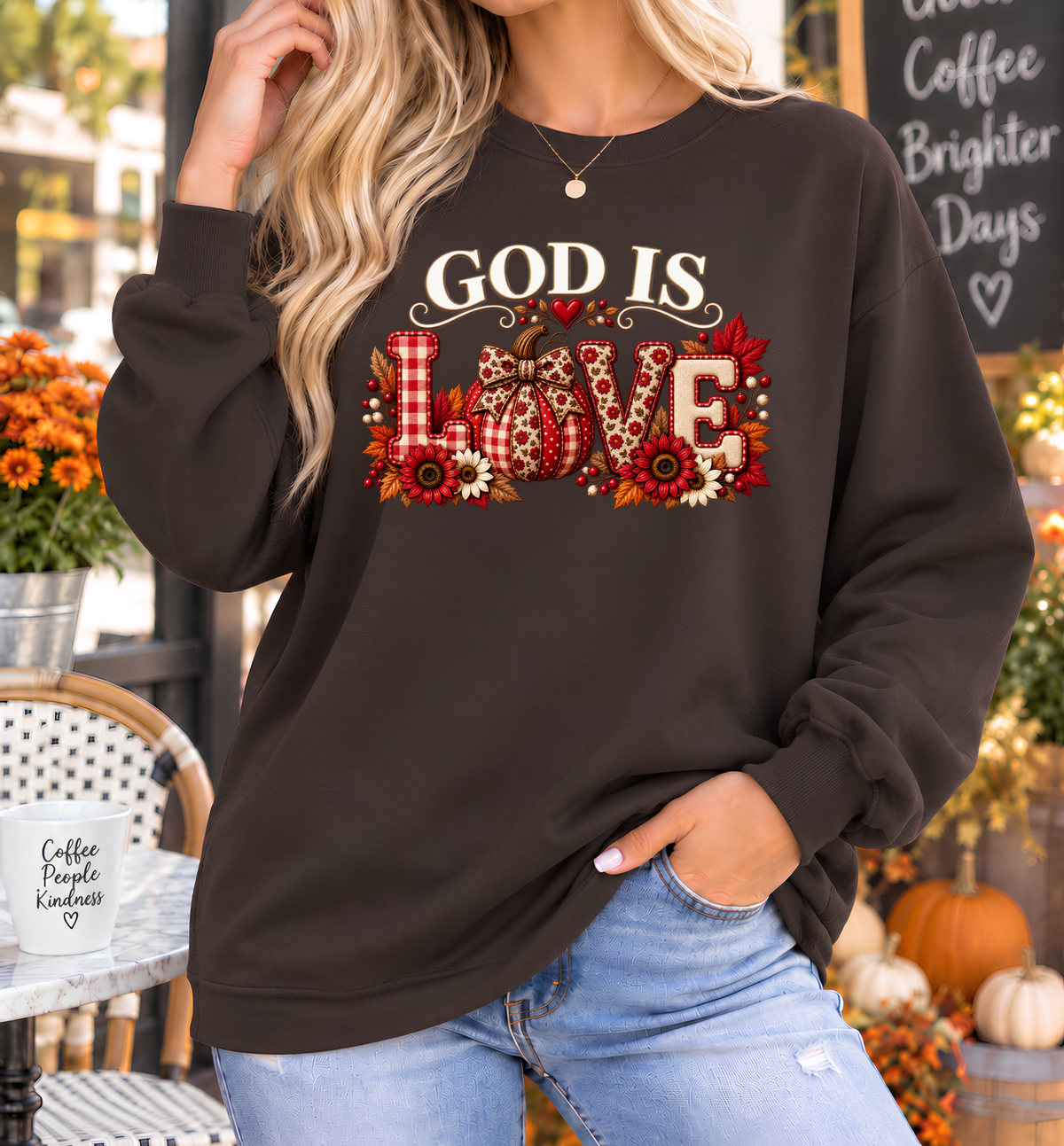 God Is Love Christian Fall Crewneck Sweatshirt