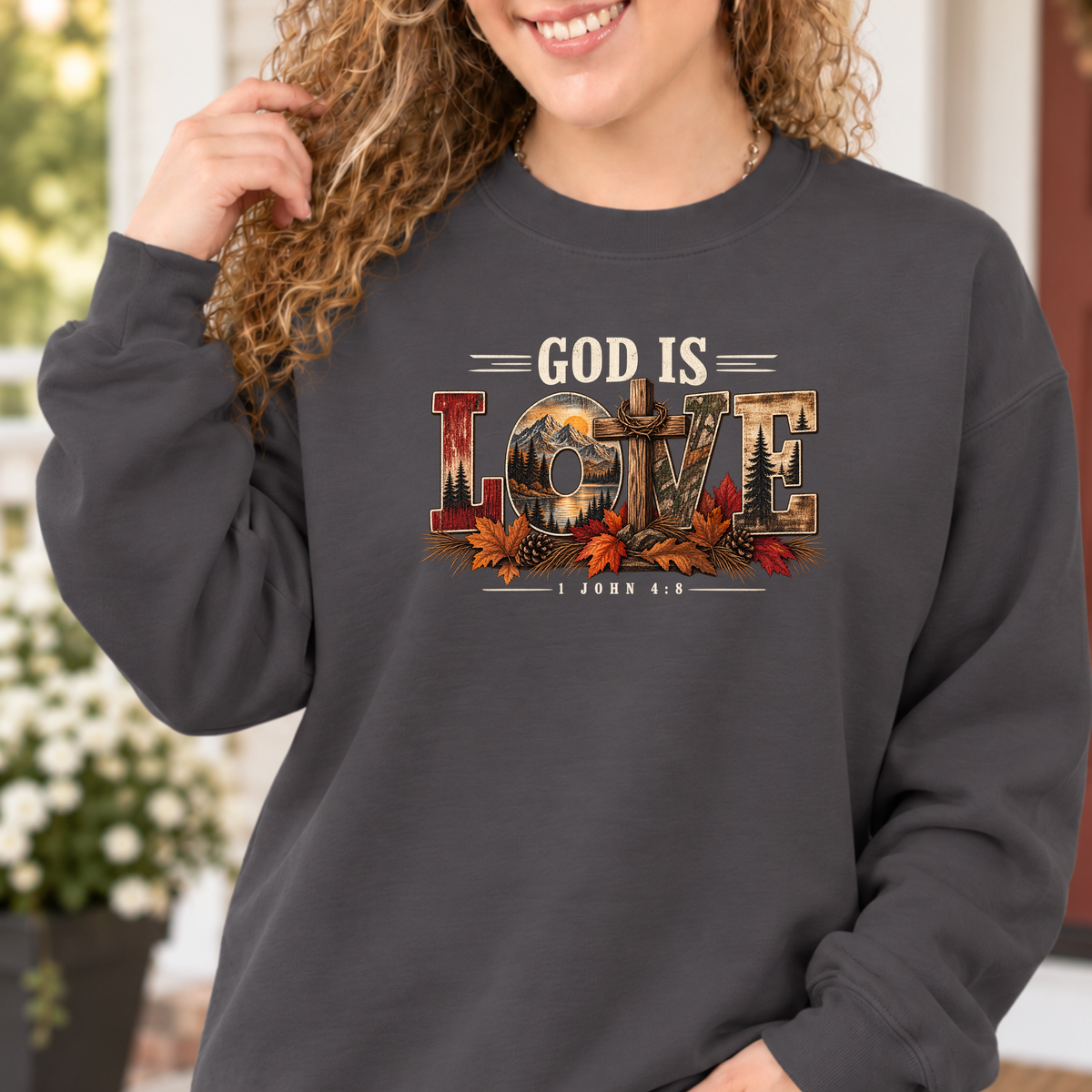 God Is Love 1 John 4:8 Men’s Christian Fall Crewneck Sweatshirt