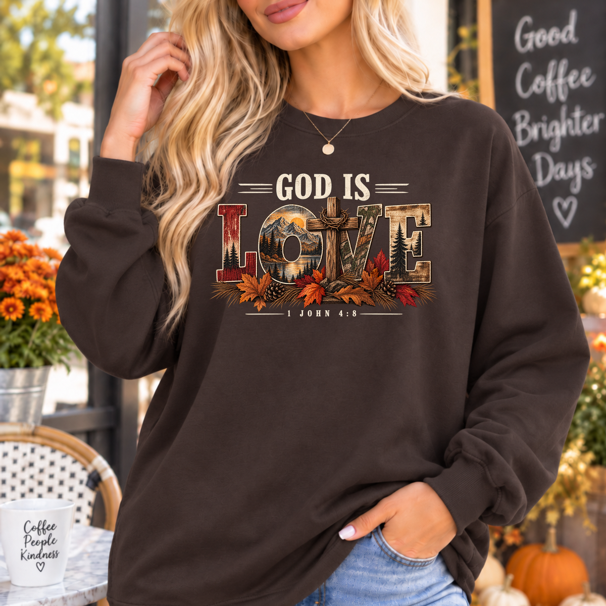 God Is Love 1 John 4:8 Men’s Christian Fall Crewneck Sweatshirt