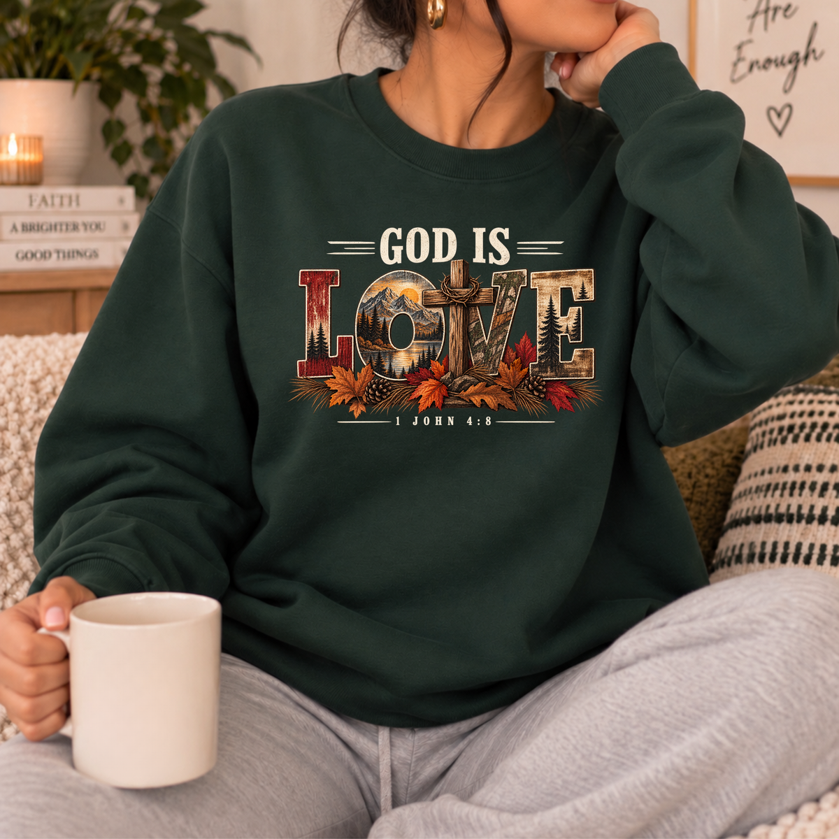God Is Love 1 John 4:8 Men’s Christian Fall Crewneck Sweatshirt