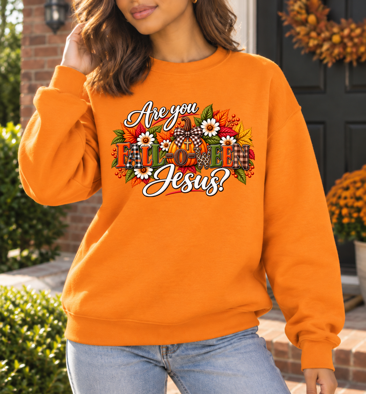 Are you Fall-o-ween Jesus? Fall Christian Crewneck Sweatshirt