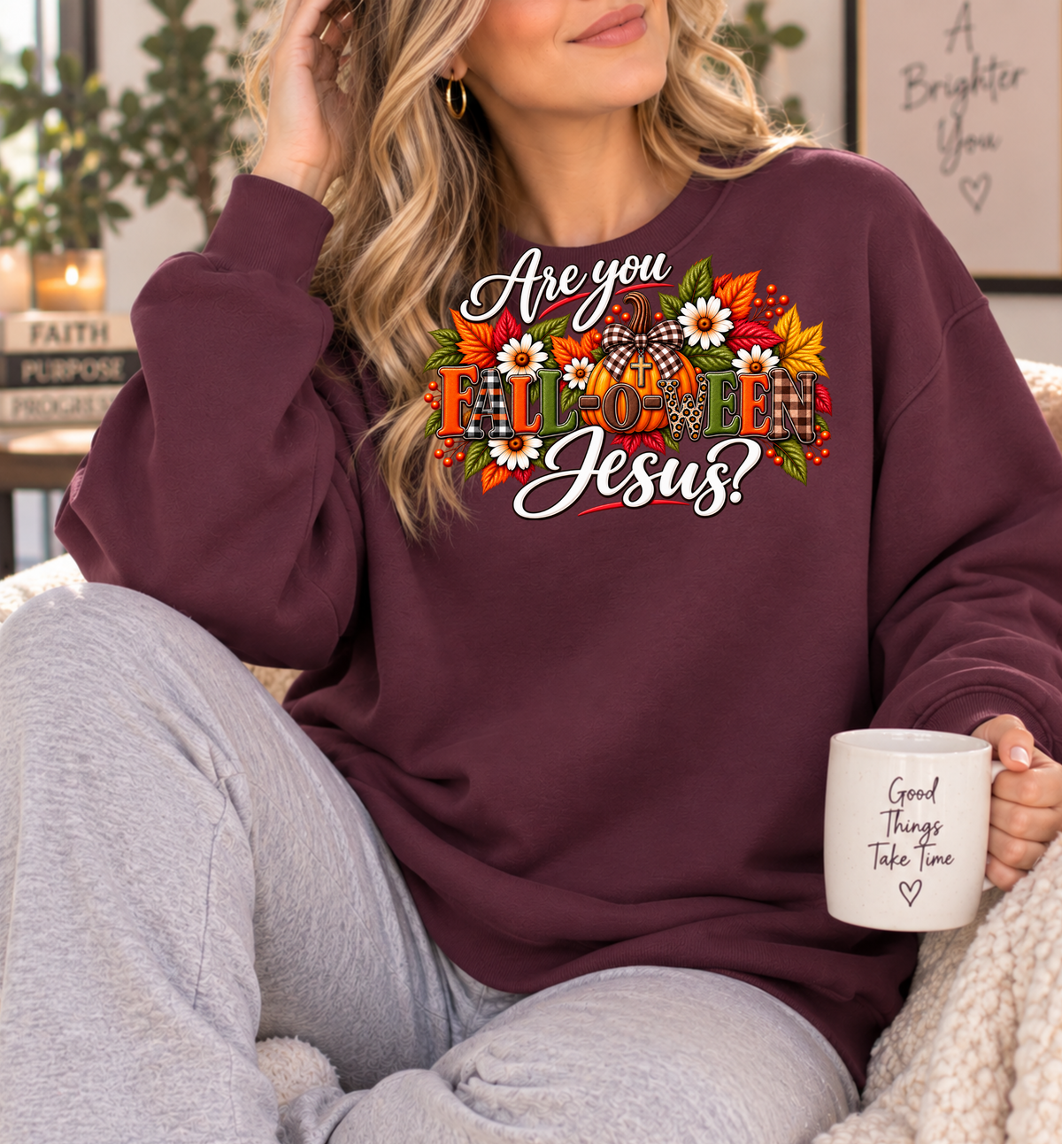 Are you Fall-o-ween Jesus? Fall Christian Crewneck Sweatshirt