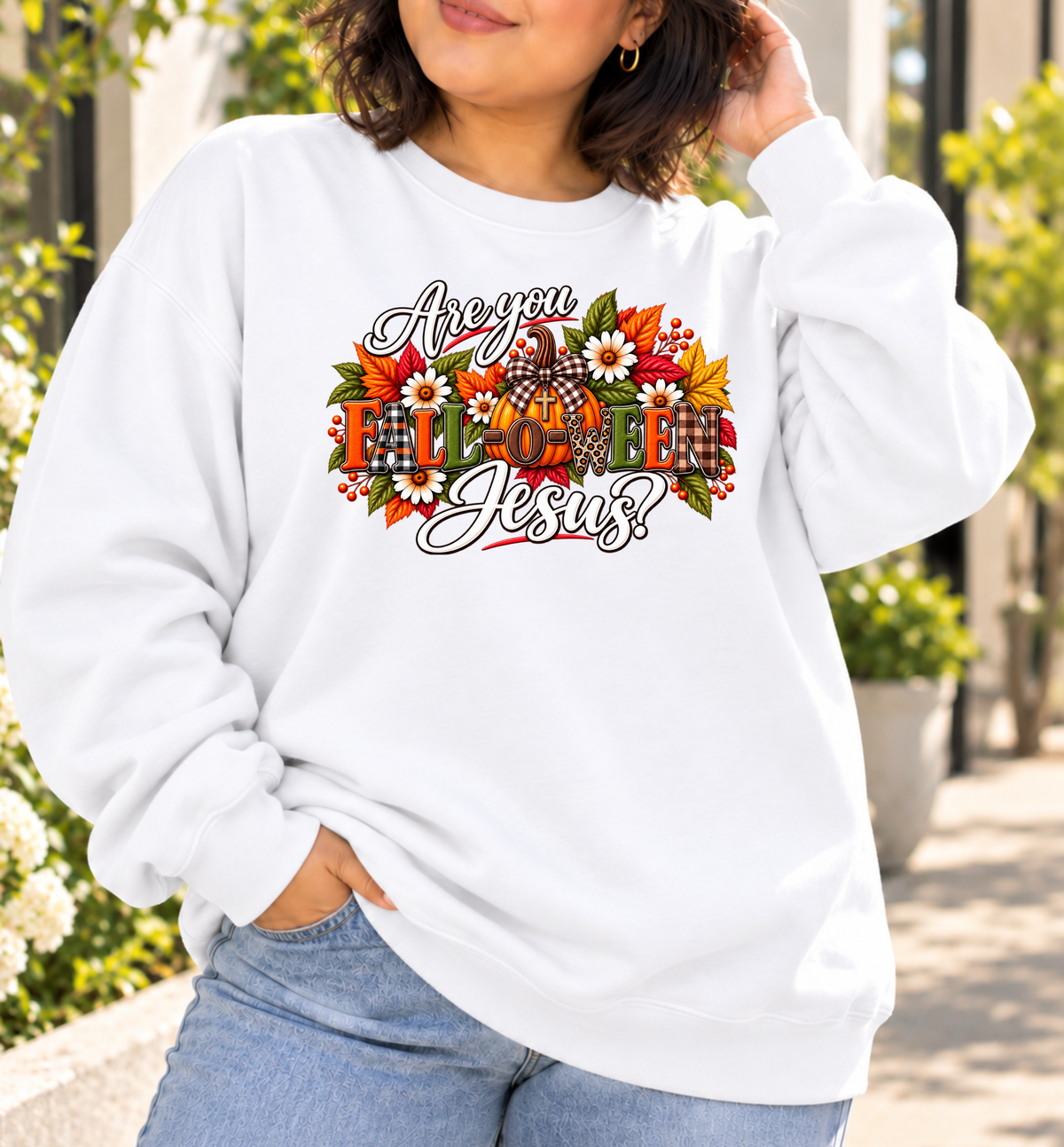 Are you Fall-o-ween Jesus? Fall Christian Crewneck Sweatshirt