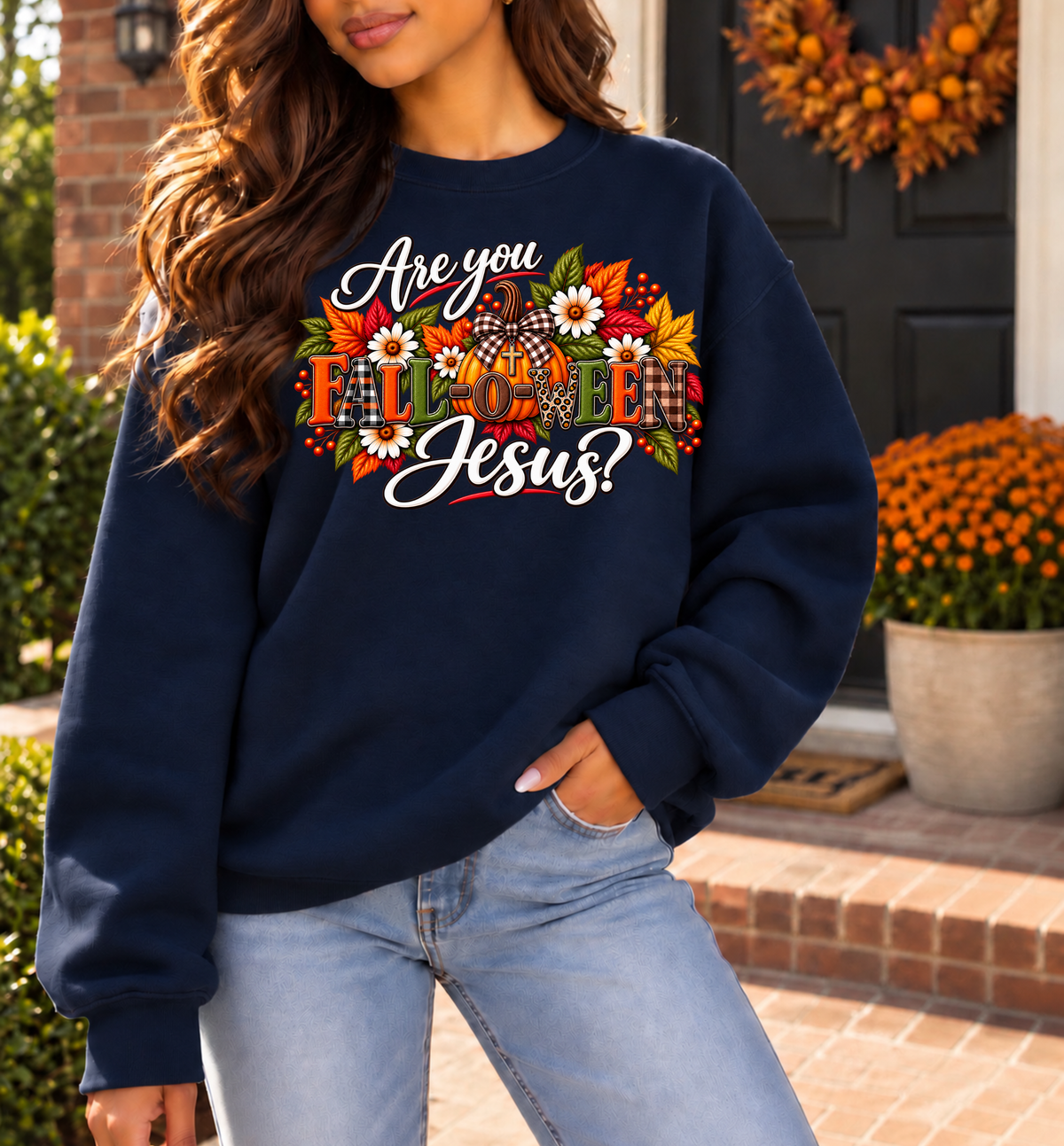 Are you Fall-o-ween Jesus? Fall Christian Crewneck Sweatshirt