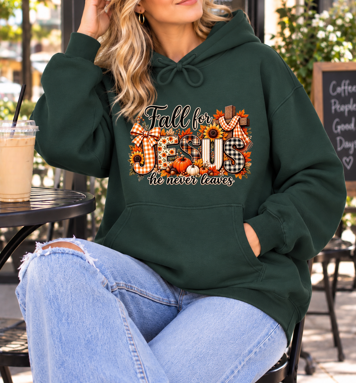 Fall for Jesus, He Never Leaves Christian Hoodie | Classic Fall 🍂🤎✝️