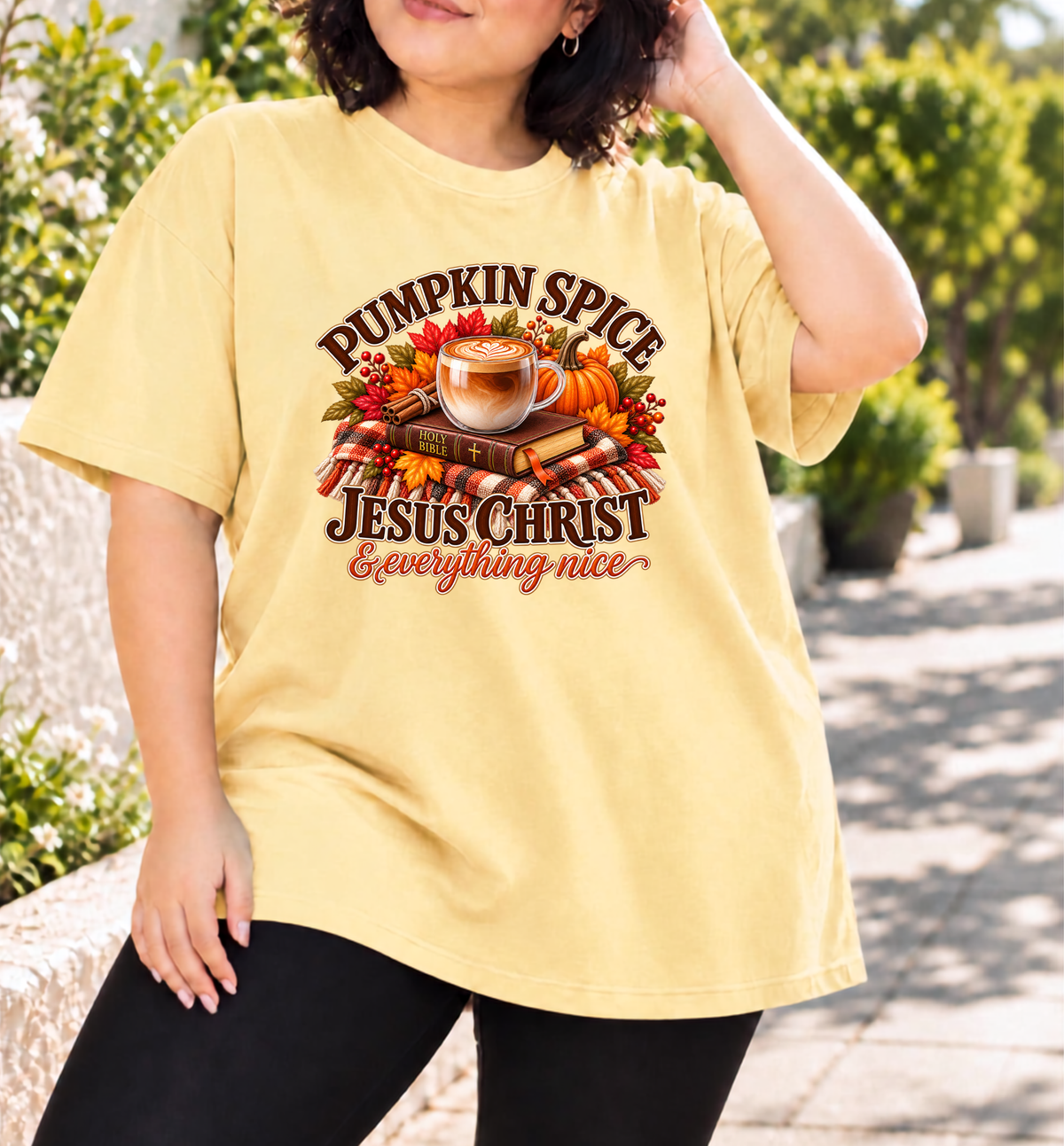 Pumpkin Spice, Jesus Christ & Everything Nice Comfort Colors® Christian Fall T-Shirt