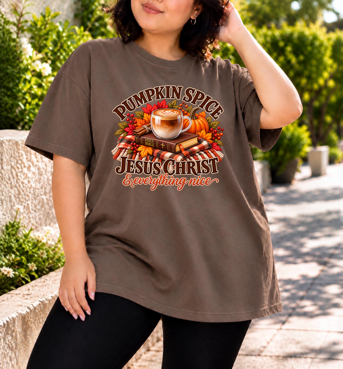 Pumpkin Spice, Jesus Christ & Everything Nice Comfort Colors® Christian Fall T-Shirt