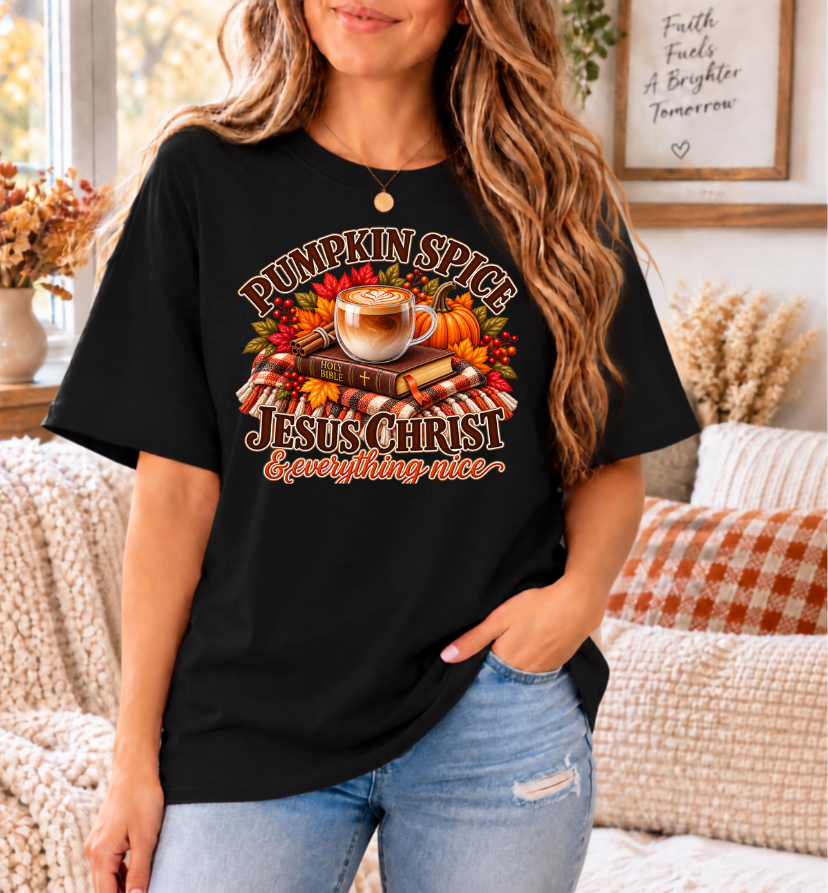 Pumpkin Spice, Jesus Christ & Everything Nice Comfort Colors® Christian Fall T-Shirt