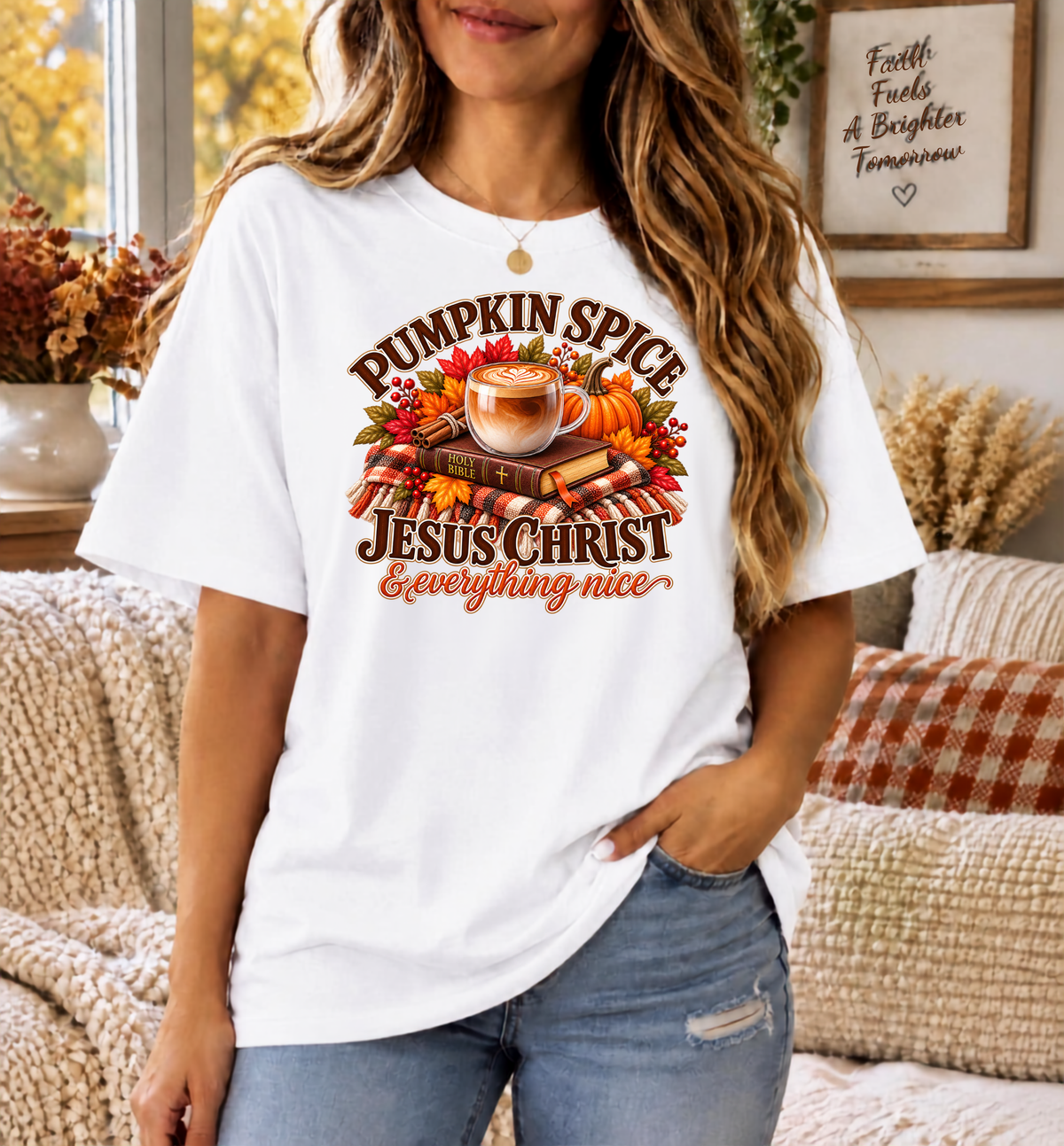 Pumpkin Spice, Jesus Christ & Everything Nice Comfort Colors® Christian Fall T-Shirt