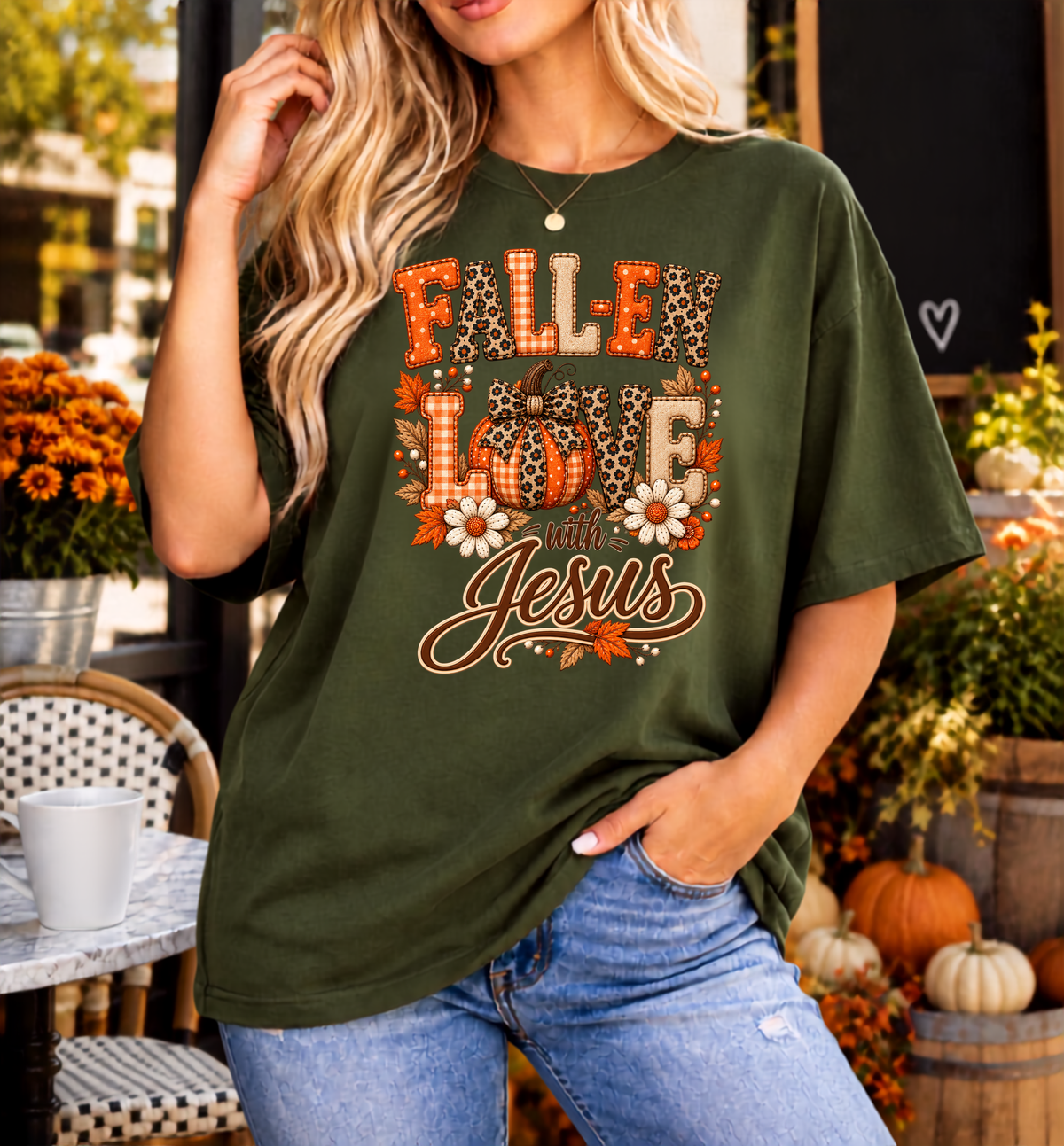 Fall-en Love with Jesus Comfort Colors® Christian Fall T-Shirt