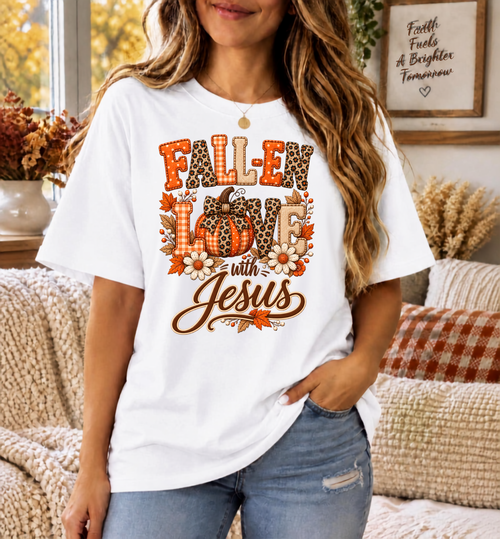 Fall-en Love with Jesus Comfort Colors® Christian Fall T-Shirt