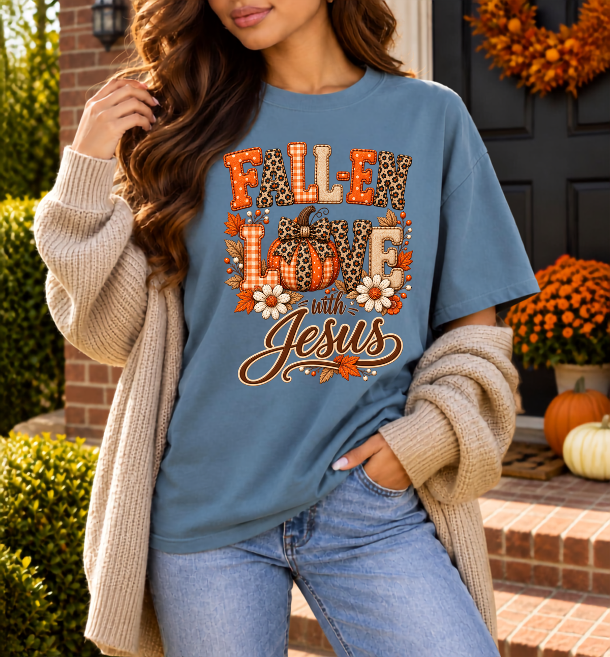 Fall-en Love with Jesus Comfort Colors® Christian Fall T-Shirt