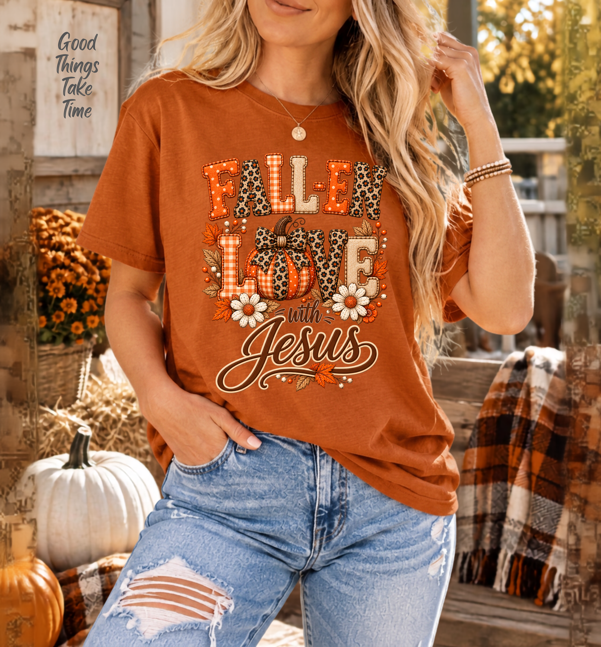 Fall-en Love with Jesus Comfort Colors® Christian Fall T-Shirt