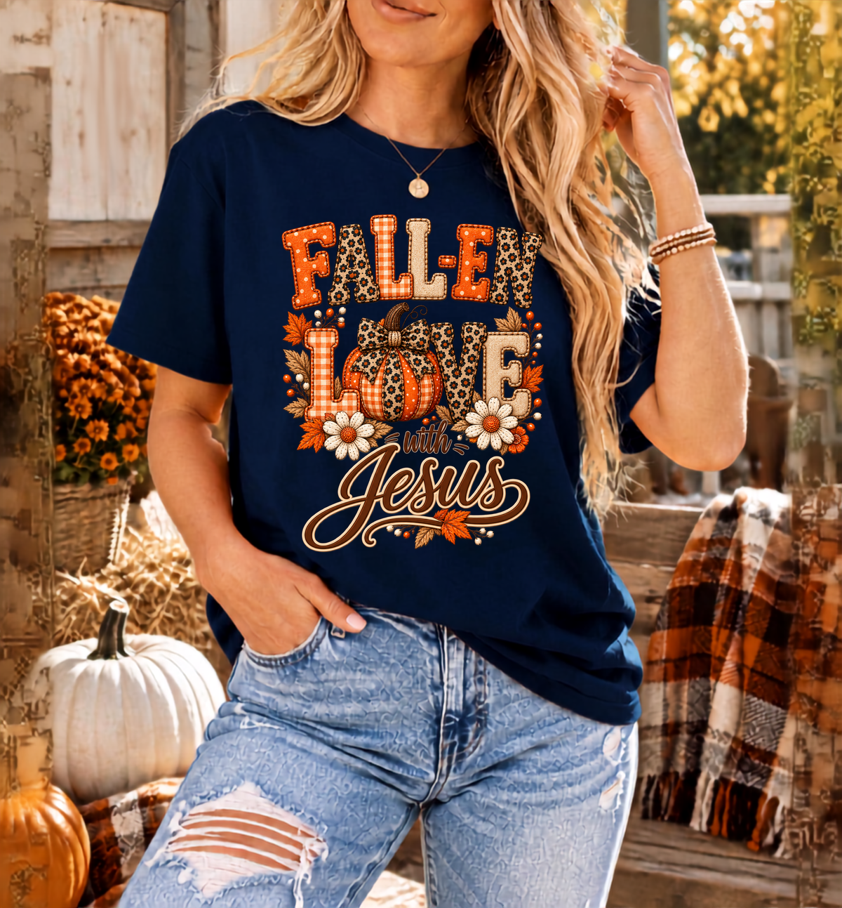 Fall-en Love with Jesus Comfort Colors® Christian Fall T-Shirt