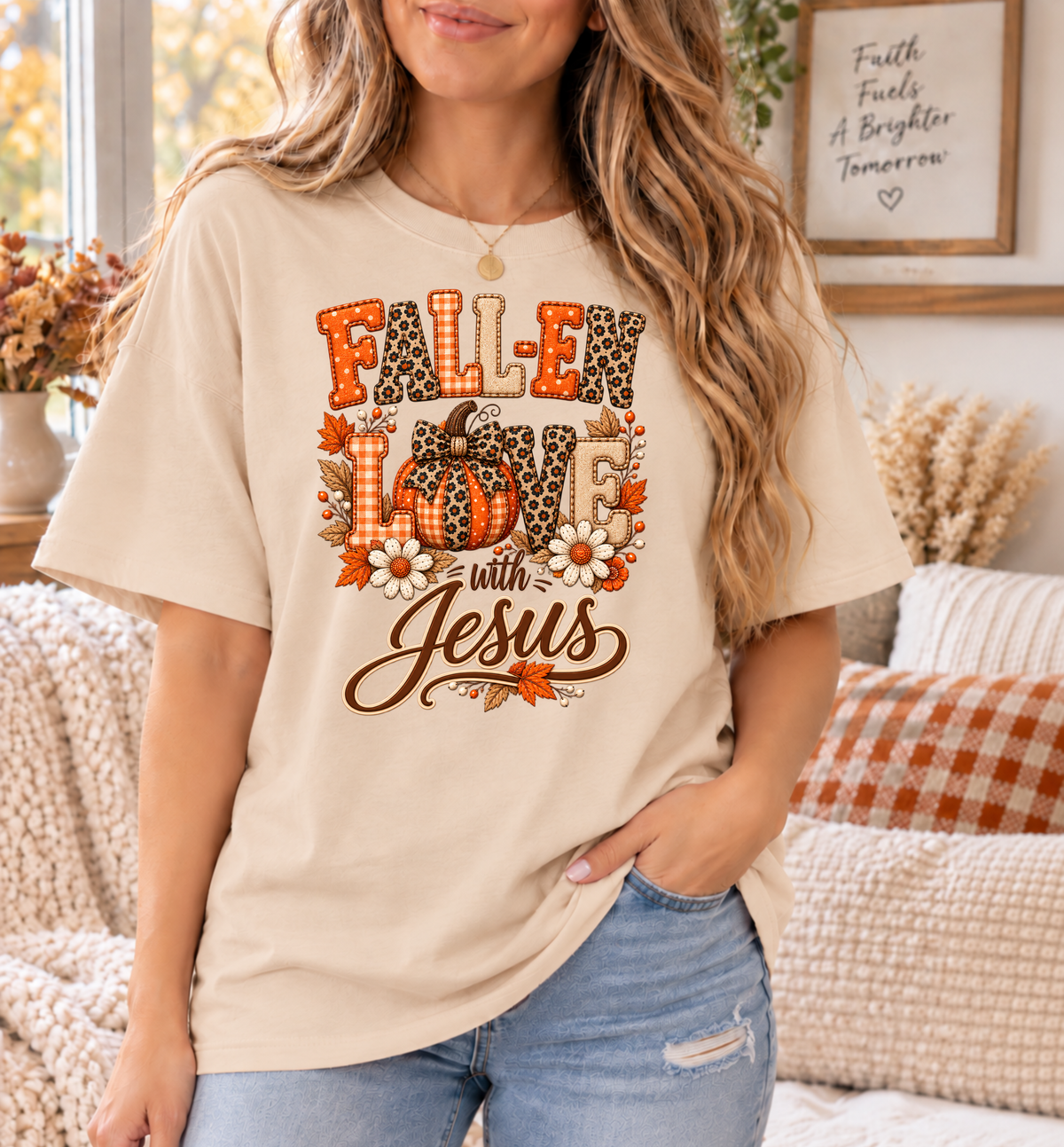 Fall-en Love with Jesus Comfort Colors® Christian Fall T-Shirt