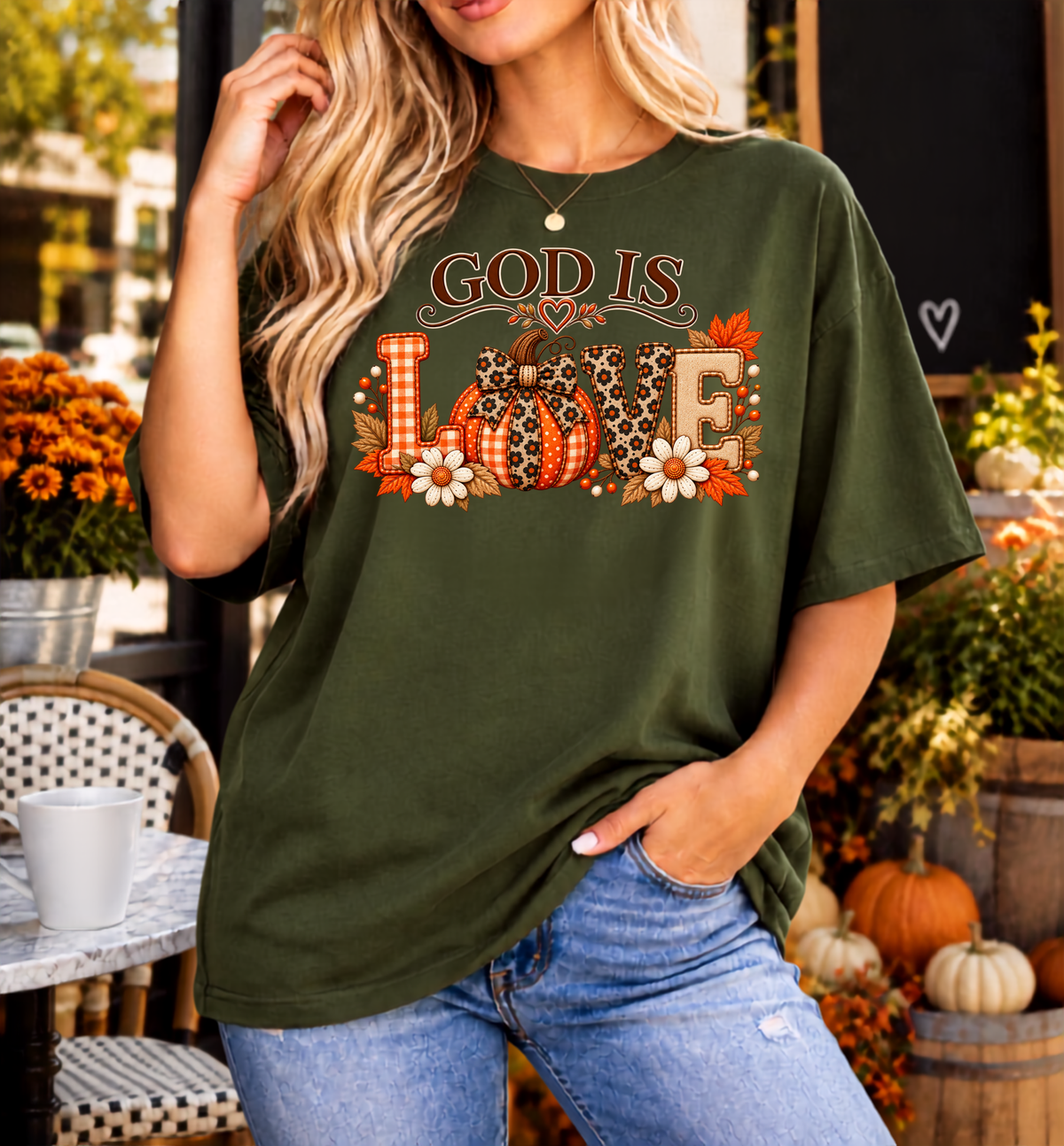 God Is Love Comfort Colors® Christian Fall T-Shirt