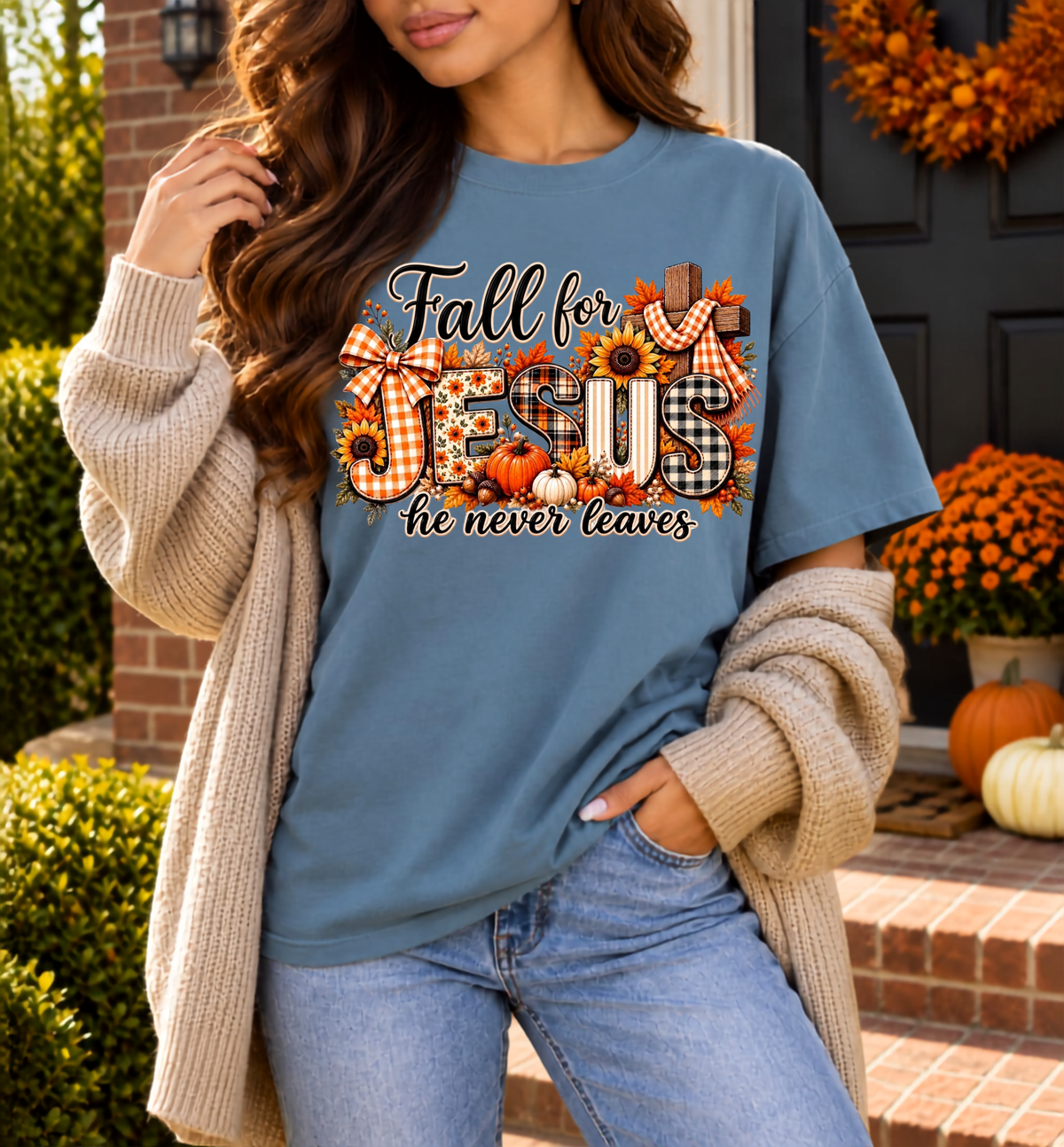 Fall for Jesus, He Never Leaves | Comfort Colors® T-Shirt