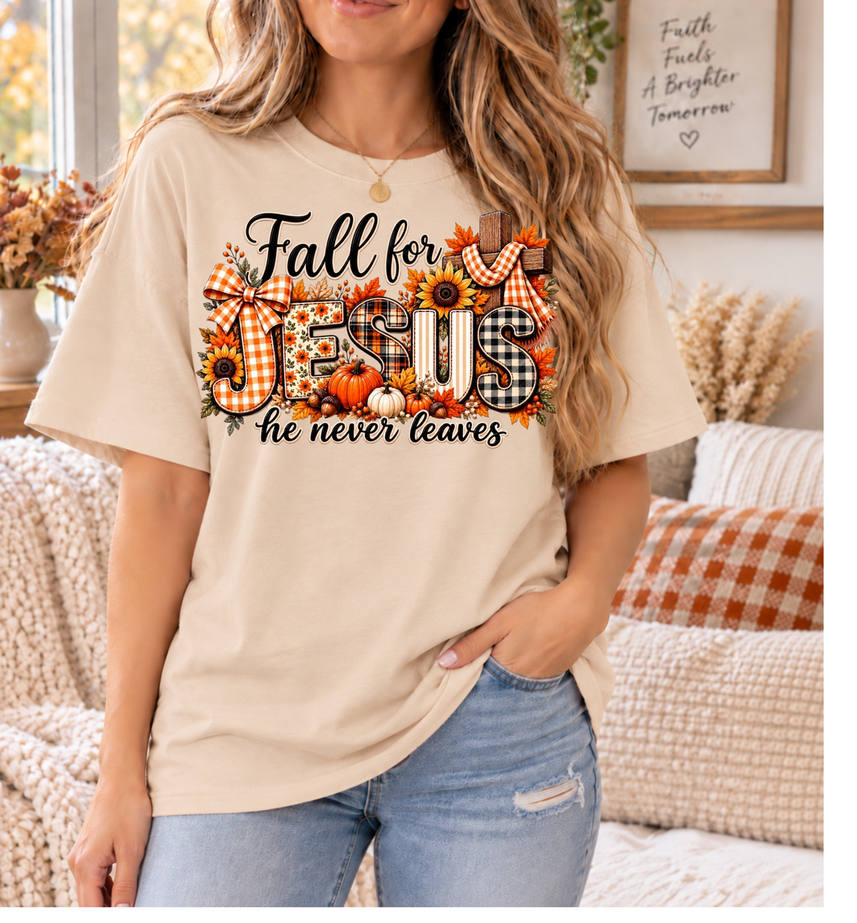 Fall for Jesus, He Never Leaves | Comfort Colors® T-Shirt
