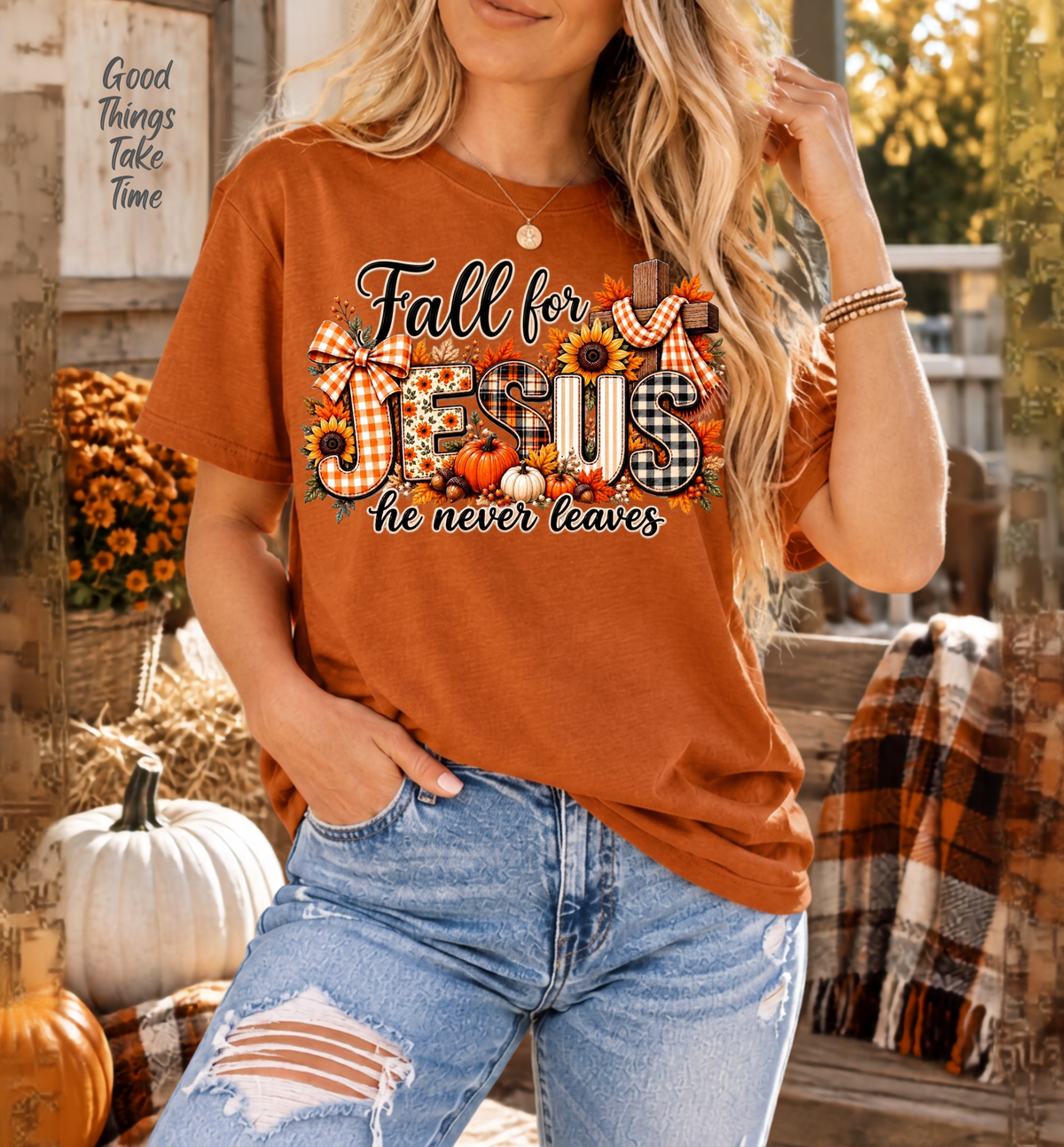Fall for Jesus, He Never Leaves | Comfort Colors® T-Shirt